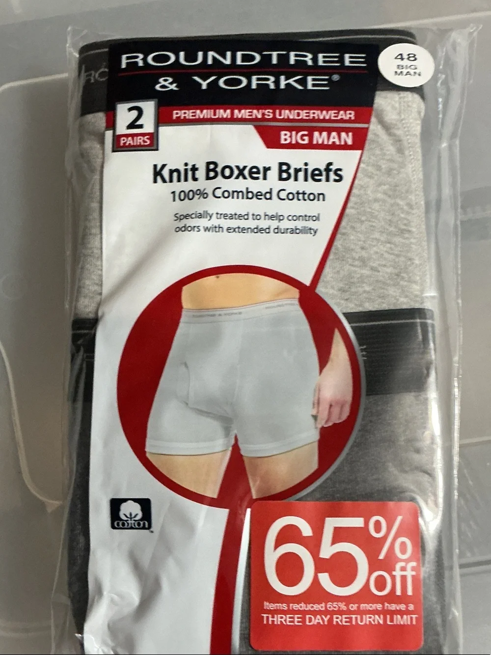 Roundtree & Yorke Men's Knit Boxer Briefs - Light Gray (2 Pack)